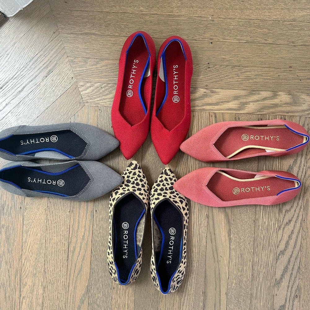 3 pairs Rothy’s The Point 9.5